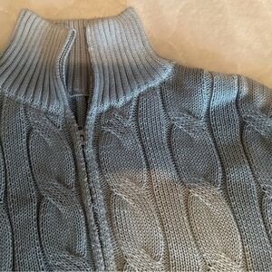 Men's Gray Cable Knit Crewneck Sweater